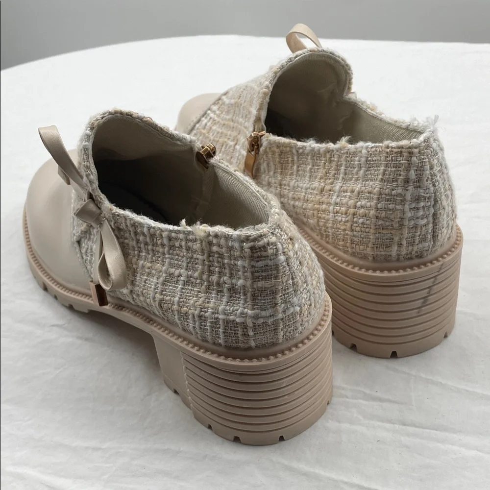 NEW! DG Tweed Patch Bowknot Chunky Heel Loafers. 245mm (US 7). - Picture 7 of 15